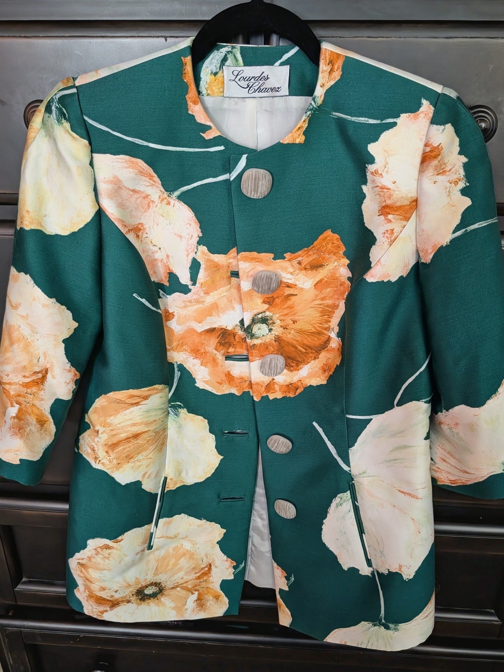 Lourdes Chavez Haute Couture Floral Buttoned Coat - Small